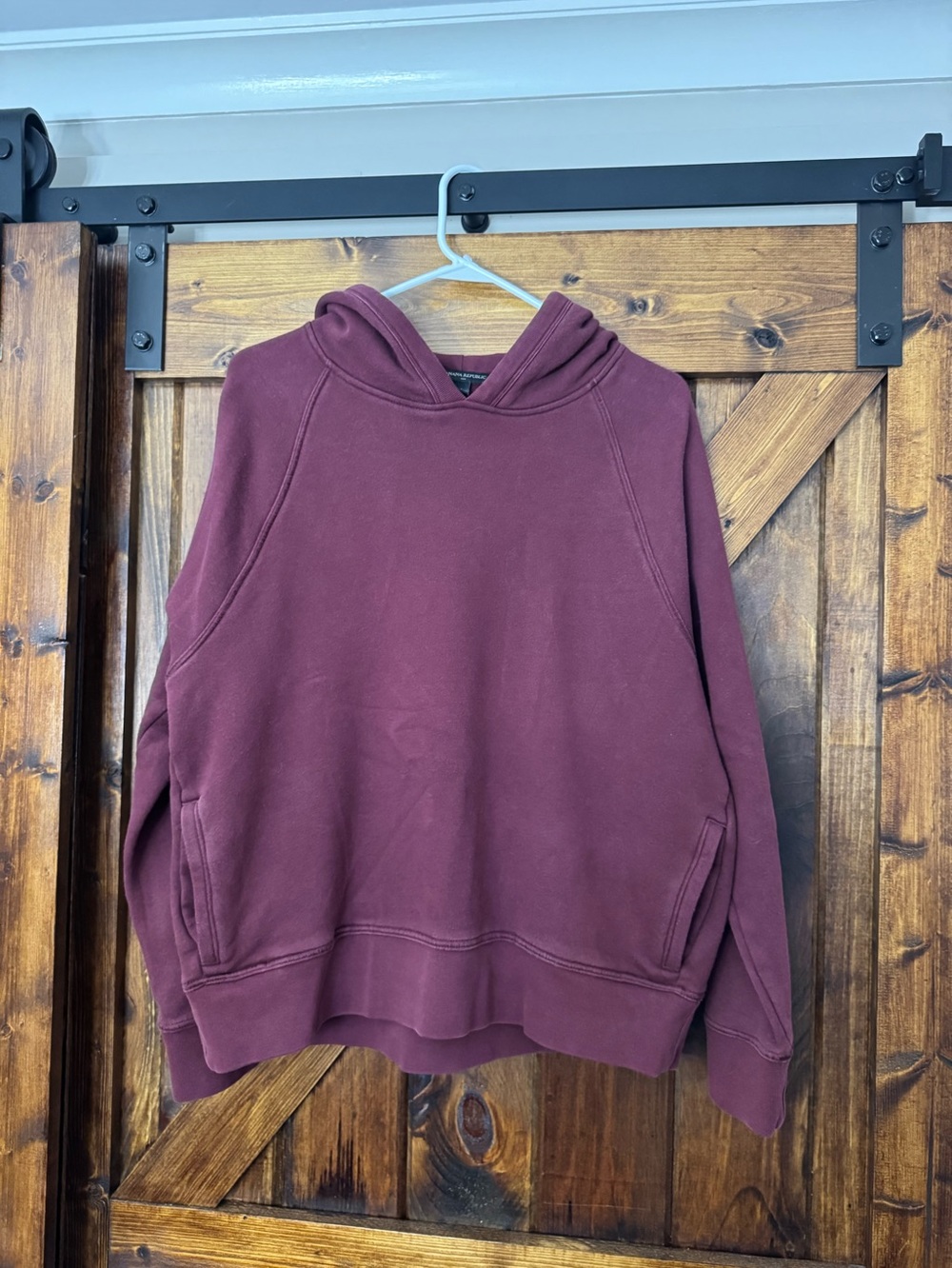 Banana Republic Men’s Large Burgundy Pullover Hoodie Cotton Blend